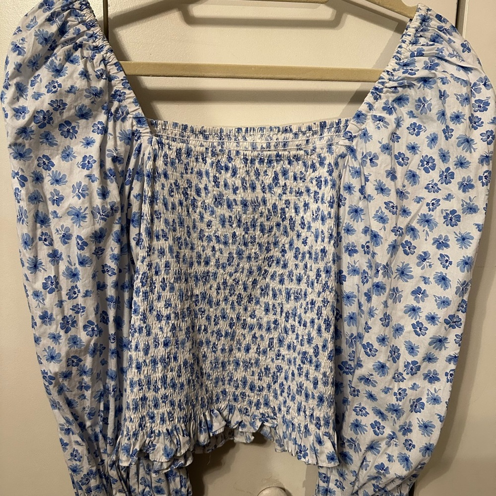 Karlie Floral Puff Sleeves Crop Top size L